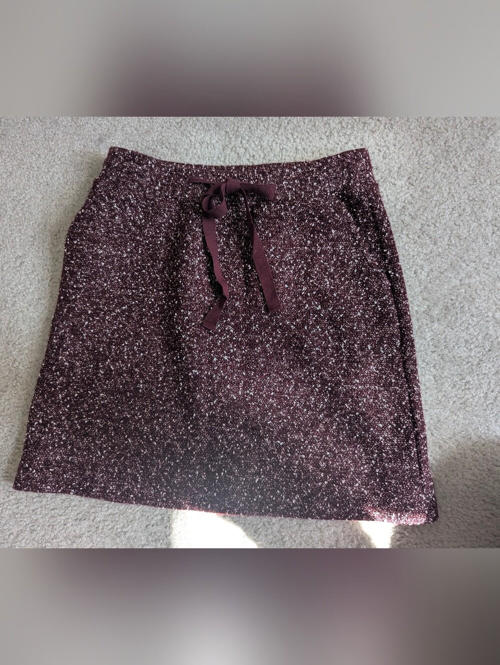 LOFT Marled Boucle Knit Burgundy Skirt (XS)